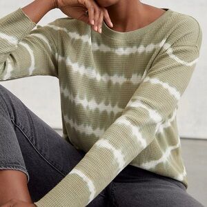 Anthropologie T.La Theresa Green Cotton Blend Thermal Long Sleeve Top Women’s 3X